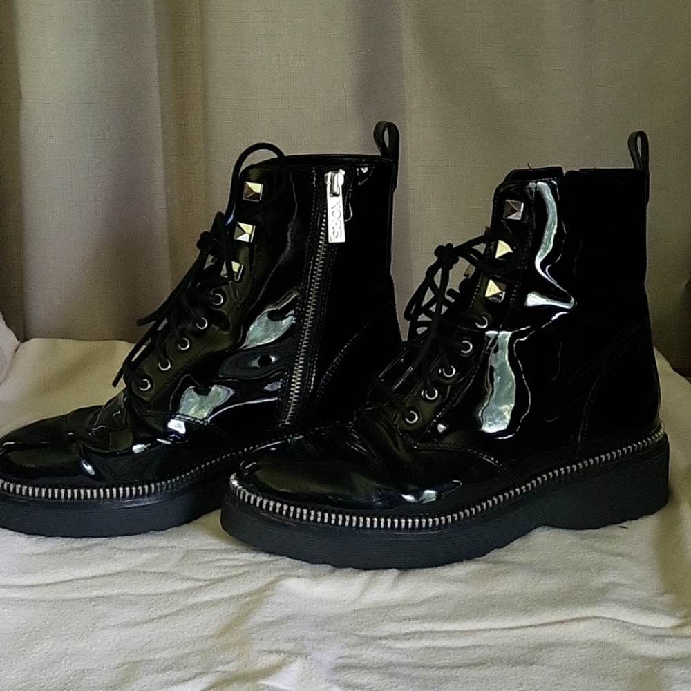 Michael Kors patent combat boots